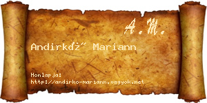Andirkó Mariann névjegykártya